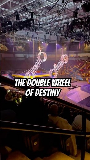 Ringling Brothers Circus acrobats performing on the double wheel of destiny