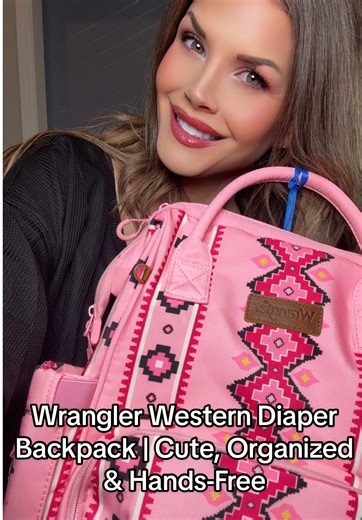Stylish Pink Wrangler Western Diaper Bag Backpack