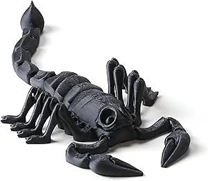 3D Printed Scorpion Toy - Realistic Articulated Scorpion Figure Flexible Joints Eco-Friendly PLA Material Unique 3D Printed Animal Perfect for Collectors & Gifts（Black）