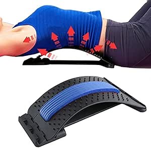 Back Stretcher (Blue) for Relieving Lumbar/Back Pain – 3-Level for Supporting & Stretching Spinal, Lower and Upper Muscle Pain Relief & Neck Relax