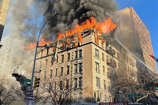 New York apartment block 'explosion' as debris rains down in Manhattan horror blaze