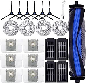 22 Pack Accessories Replacement Parts for Ecovacs Deebot T50 Max/T50 Pro/T50 Omni/T50 Pro Omni, 1 Main Brush 4 Filter 4 Mop Pad 6 Side Brush 6 Dust Bag 1 Cleaning Brush