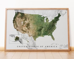 Detailed Topographic USA Map Art Print: Modern Office Decor - Etsy