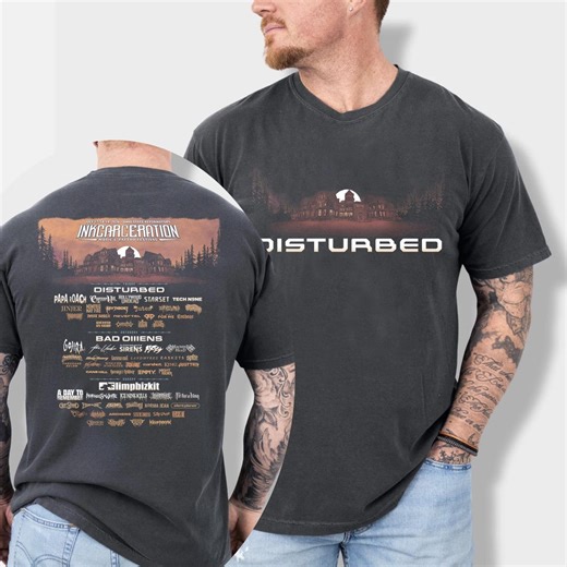 Disturbed Band Incarceration Festival 2026 T Shirt, Heavy Metal Concert Tee, Rock Band Graphic Shirt, Festival Merch Gift - Etsy