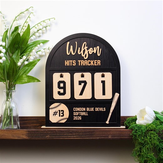Baseball Hits Tracker Sign, Personalized Baseball Points Record Board, Custom Athlete Stat Gift, Kids Sports Room Decor, Score Tracker Sign - Etsy