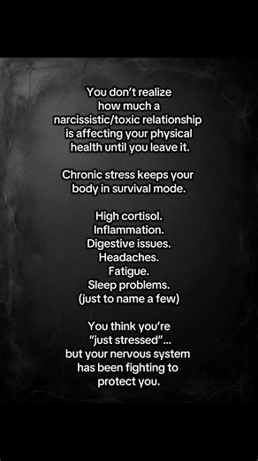 Healing doesn’t just happen in your mind. It happens when your body finally feels safe again. And everyone gets to this point at different times, it’s definitely a process. I noticed a different in just a few weeks #narcissist #toxicrelationship