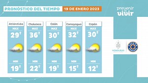 ¡Buenos días! Condiciones secas en la mayor parte del territorio nacional, Probabilidad de precipitaciones débiles sobre la región Oriental debido al transporte de humedad desde el mar Caribe, Temperaturas frescas al amanecer. | COPECO
