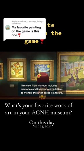 I love that #ACNH includes all of these real works of art. This song is actually about Vincent VanGogh. I had an art history teacher in college play this in class. It’s funny how when things include sound they stick in your memory. But in general my experience is that art history classes can be far from stimulating. So a little music was helpful. It’s usually like you walk in the room it’s already dark. Then the little old guy puts an image on the screen. He starts in with the blah, blah then an