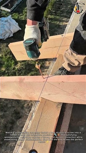Perfect Angled Timber Screw Installation 🔩🪵 #Construction #Carpentry