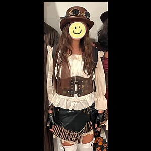 Steampunk Women’s Costume Includes: Blouse, Skirt, Hat, Goggles, Gloves