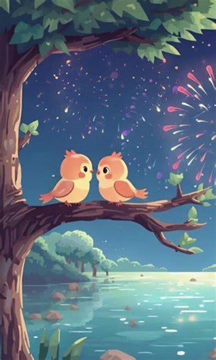 Relaxing Love Birds Under Fireworks | Cozy Romantic Aesthetic Loop #shorts