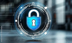 A digital lock symbol representing security and protection in a technological context.