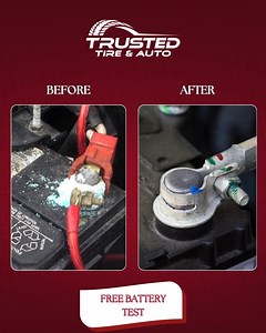 🔋 Save $50 all this month on FVP Platinum Batteries!🔋 Keeping your car running in the North Dakota cold starts with a healthy battery. ❄️🔋 That blue/white buildup you see in the “before” photo? That’s battery corrosion, and it can cause: • Hard starts in cold weather • Weak battery performance • Electrical issues Our techs can test your battery, clean corrosion, and make sure you’re winter-ready before temps drop. Stop by Trusted Tire & Auto and we’ll take care of you. 👍 #TrustedTire #Batter