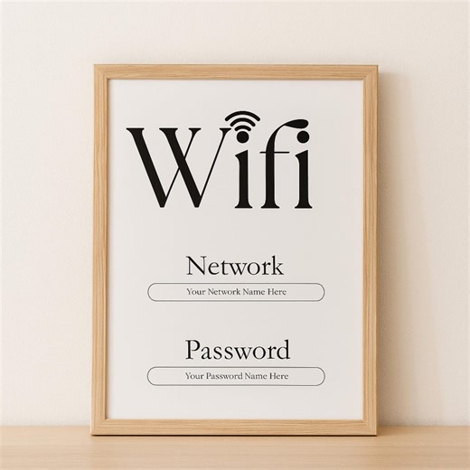 Minimalist Wifi Password Sign Canva Template-custom Wifi Network Sign Airbnb Office Small Business Internet - Etsy