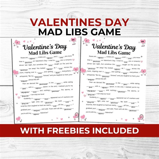 Valentines Day Mad Libs Game Printable for Couples, Friends & Family Party Hearts Day Activity With What is Your Cupid Name and Charades - Etsy