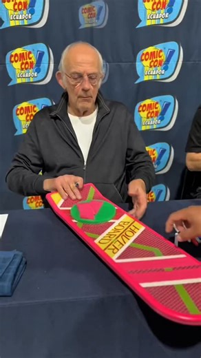 Doc Brown aka Christopher Lloyd signing a Hoverboard from Back to the Future! He’s the best!! 🥰 #backtothefuture #80s #nostalgia #christopherlloyd | Delorean Rental