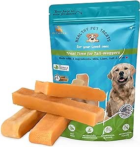 Medium Yak Cheese Himalayan Dog Chews - 4 PCS Yak Milk Cheese Sticks - All-Natural Long Lasting Yak Chews for Aggressive Chewers - Dog Chew Bones for Teething Puppies