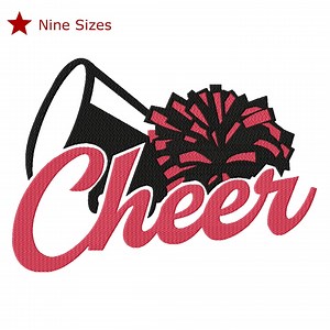 Cheer Machine Embroidery Design, Nine Sizes Included, Use Your Team Colors! Instant Download. Cheerleader's Lovely Logo. - Etsy