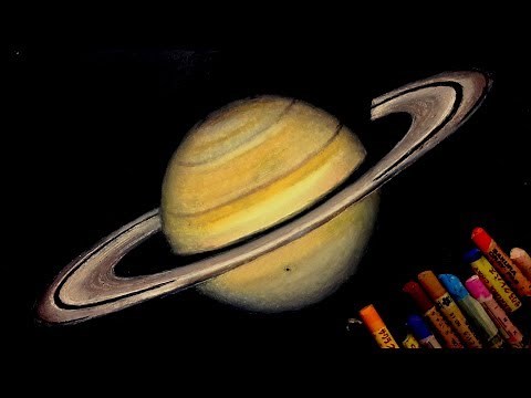 Oil pastel painting "Saturn" by polka.