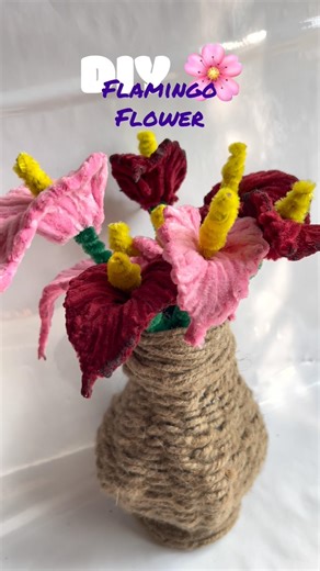 DIY Anthurium flamingo flowers made with pipe cleaners 🌺 #shorts #shortvideo #youtubeshorts #diy