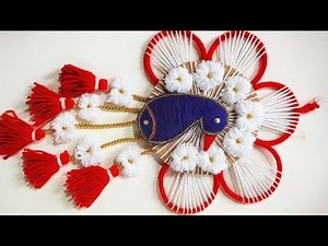 🌸 Beautiful Handmade Woolen Peacock Wall Hanging | Easy Thread Art | DIY Home Decor