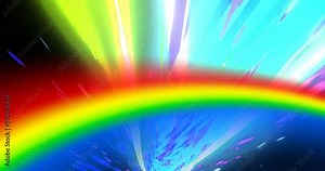 Animation of rainbow moving in seamless loop over light trails Stock Video