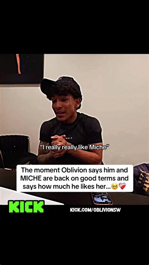 The moment Oblivion says him and MICHE are back on good terms and says how much he likes her…🥹❤️‍🩹#oblivion #miche #fyp