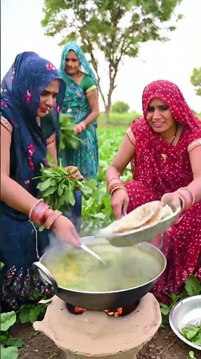 Spinach Moong Dal Cooking | Rajasthani Women Village Style | Desi Food Feast 🌾#cooking#villagestyle