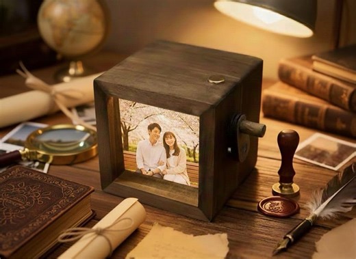 Personalized Photo Flipbook Animation Box, Custom Wooden Photo Book With Light Crank Picture Box Anniversary Birthday Wedding Creative Gift - Etsy