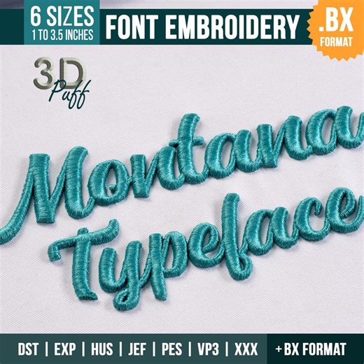 3D Puff Cursive Script Embroidery Font: BX Font | PES DST Fonts   5 More Machine Formats, Instant Download - Etsy Australia