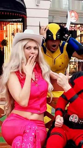 Deadpool With Barbie Doll and Wolverine