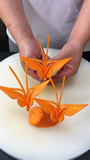 Amazing Carrot Butterfly Carving 🦋 | Easy Vegetable Carving Tutorial for Beginners#Kitchen Skills