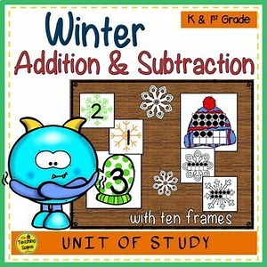 Winter 2 Addend Addition & Subtraction 0-20 With Ten Frames