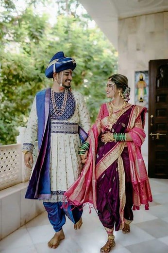maharashatrian bridal and groom wedding look nauvari photoshoot poses nauvari saree look bridal