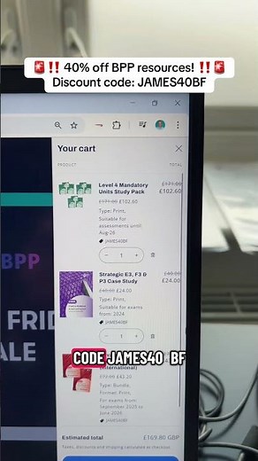 40% off BPP books for ACCA, ICAEW, AAT, CIMA & AIA! Discount code: JAMES40BF ‪@bppgroup8791‬