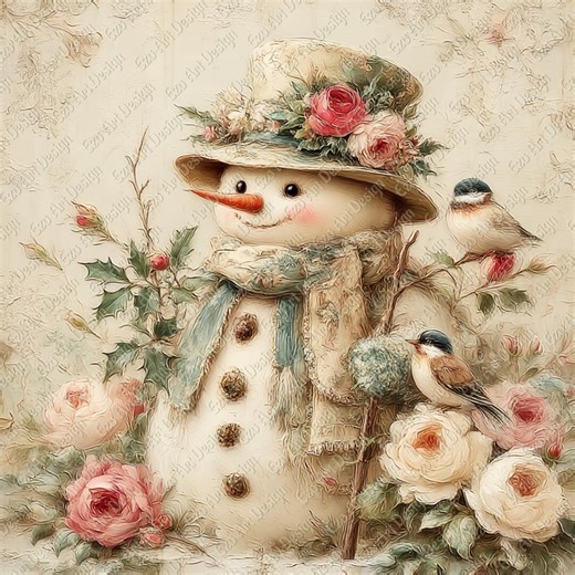 Vintage Snowman Clipart, Festive Winter Art (digital Download) - Etsy