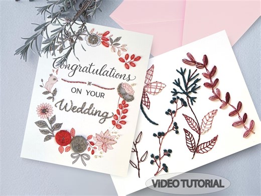 Embroidery on Paper Step-by-step Cards With Video Tutorial - Etsy