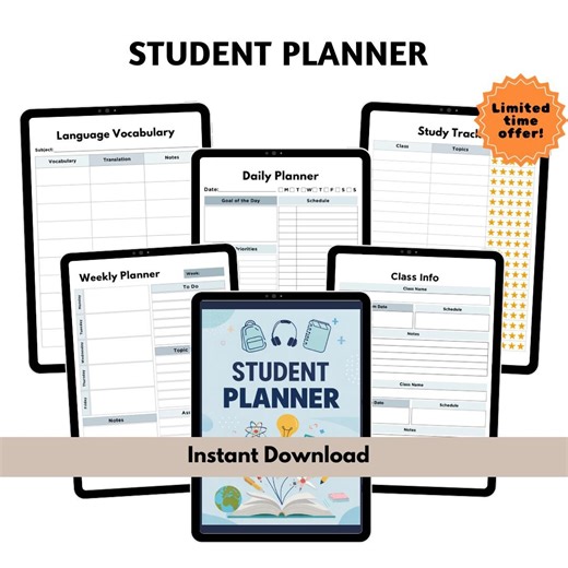 Student Planner Printable | Daily, Weekly Academic Organizer (digital Download) - Etsy