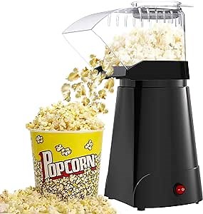 SLENPET 1200W Hot Air Popcorn Poppers Machine, Home Electric Popcorn Maker with Measuring Cup, 3 Min Fast Popping, ETL Certified, Oil Free, 98% Poping Rate, Great for Home Movie TV, Party (Black)