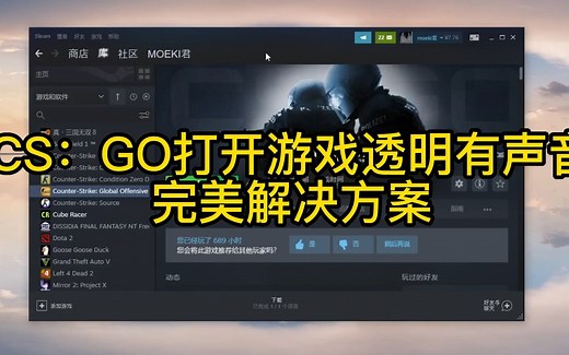 csgo有声音没画面游戏透明完美解决方案