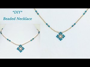 DIY Beaded Vintage Necklace and Pendant with Crystal Bicones, Golden Pearls 手工串珠项链吊坠