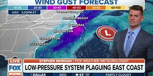 Low-pressure system continues to bring gusty winds, high surf to East Coast | Latest Weather Clips | FOX Weather