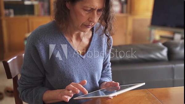 Technology savvy elderly woman learning to use tablet