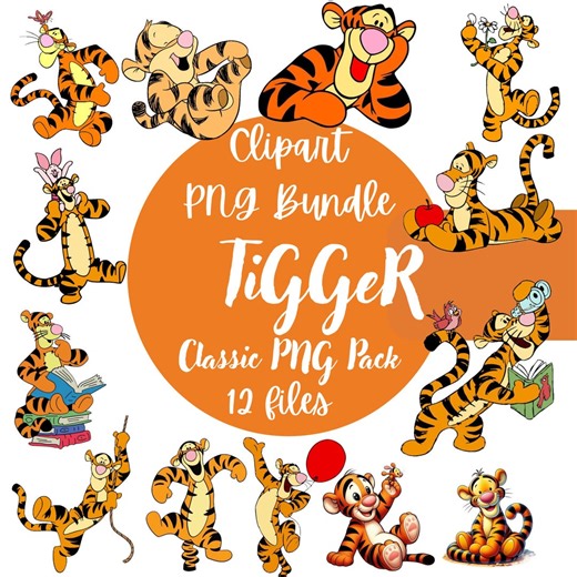 Tiger , Winnie the Pooh Clipart PNG Bundle: Nursery Decor, Baby Shower - Etsy