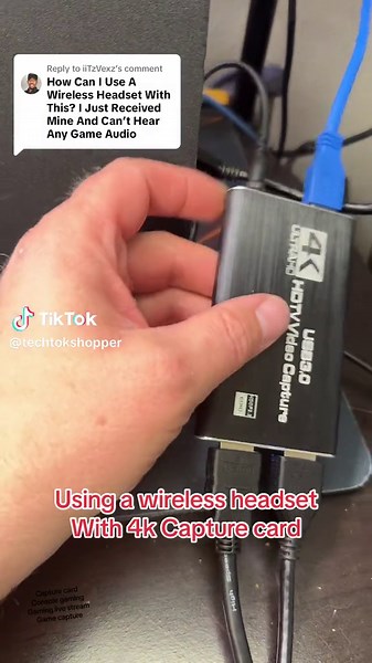 Replying to @iiTzVexz How to get sound from your 4k capture card into a wireless headset. Hope this helps so you can hear your game audio while capturing. Unfortunately consoles only allow one audio output and that goes through the hdmi so you’ll have to capture audio on the pc side. #consolegaming #livestreaming #gaming #techtok #tiktokshop