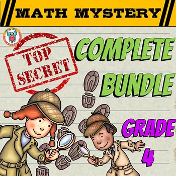 Math Mystery Games COMPLETE Bundle 4th Grade Math Review Activities Escape Room