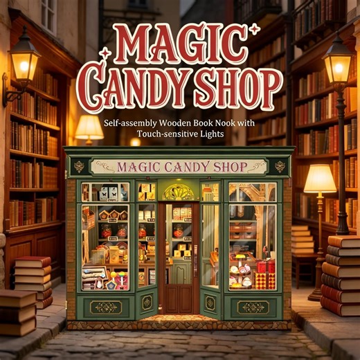 Magic Candy Shop Book Nook Kit – DIY Wooden Miniature Book Nook With LED Lights, Fantasy Candy Store Bookshelf Insert, Gift for Book Lovers - Etsy