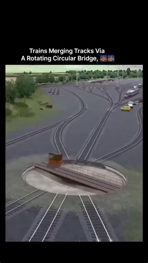 Technology 🥰 on Instagram: "This X post shares a 12-second simulation from Trainz Simulator 2019 depicting trains merging tracks via a rotating circular bridge, evoking awe with its improbable mechanics amid rural scenery. Garnering 4.6 million views and thousands of interactions, the video sparks debates in replies, where users correctly identify it as game footage rather than real engineering or Al fabrication. Posted by BirekeSibyawe #technology #tech #innovation #business #engineering"