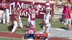 Gavin Freeman’s first ever touch = Touchdown 🙌 #Big12FB x Oklahoma Football 📺 College Football on FOX | https://big12.us/3CZT9ke | Big 12 Conference