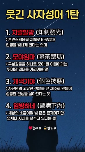 웃긴 사자성어의 진짜 뜻 알아보기